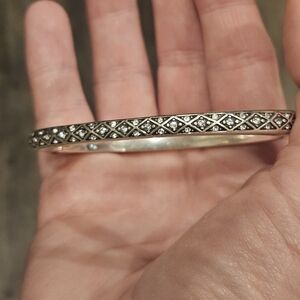 Brighton Crystal Diamond Shaped Design Hinged Bangle Bracelet
